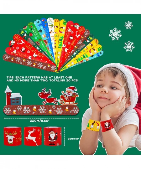 20 PCS Christmas Slap Bracelets for Kids Snap Bracelets Christmas Party Favors Gifts for Kids Treasure Box Toys for Kids Clas...