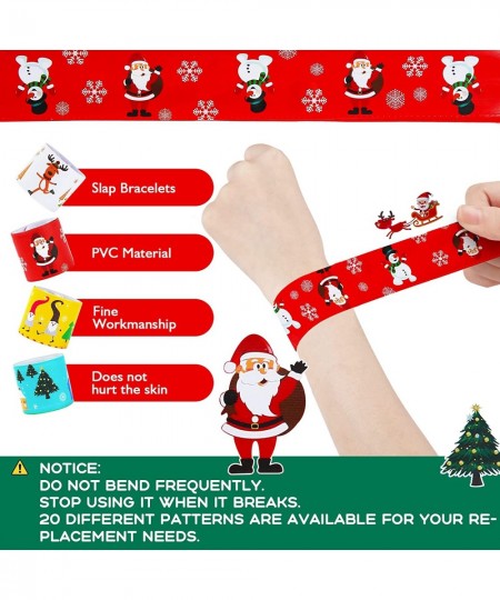 20 PCS Christmas Slap Bracelets for Kids Snap Bracelets Christmas Party Favors Gifts for Kids Treasure Box Toys for Kids Clas...