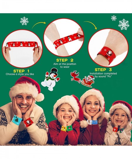 20 PCS Christmas Slap Bracelets for Kids Snap Bracelets Christmas Party Favors Gifts for Kids Treasure Box Toys for Kids Clas...