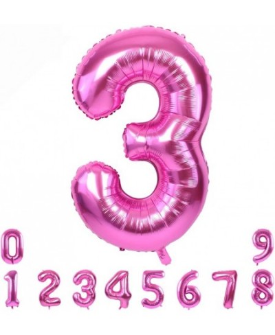 40 Inch Pink Large Numbers Balloons 0-9 Number 3 Digit Helium Balloons Foil Mylar Big Number Balloons for Birthday Party Supp...