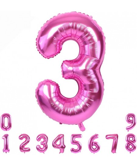 40 Inch Pink Large Numbers Balloons 0-9 Number 3 Digit Helium Balloons Foil Mylar Big Number Balloons for Birthday Party Supp...