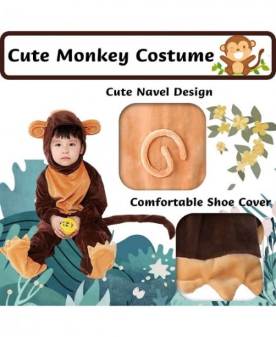 Monkey Costume for Kids Jumpsuits Deluxe Set Monkey Pajamas with Bendable Tail Cute Toddler Monkey Costume Halloween Cosplay ...