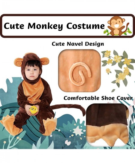 Monkey Costume for Kids Jumpsuits Deluxe Set Monkey Pajamas with Bendable Tail Cute Toddler Monkey Costume Halloween Cosplay ...