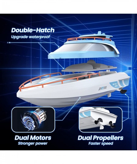 Remote Control Boats for Pools and Lakes 20 Mins RC Boat Toy with Double Hatch Dual Motor Low Battery Alarm Weak Signal Alarm...