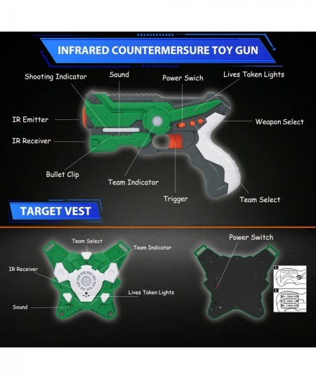 4 Laser Tag for Boys Age 6 7 8 9 10+ Years Old - Infrared Laser Gun and Vest Home Outdoor Group Games - Multi Players Lazer T...