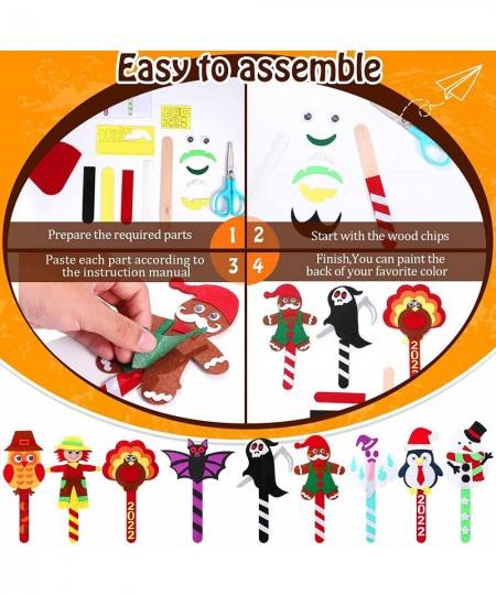 18 Pcs Bookmark Crafts Classroom Halloween Thanksgiving Christmas Theme Markers Supplies Turkey Ghost Owl Bat Snowman Bookmar...