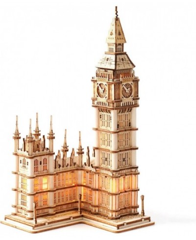 3D Puzzles for Adults Wooden Big Ben Model Kit Toy with LED Birthday for Teens $28.34 - 3-D Puzzles