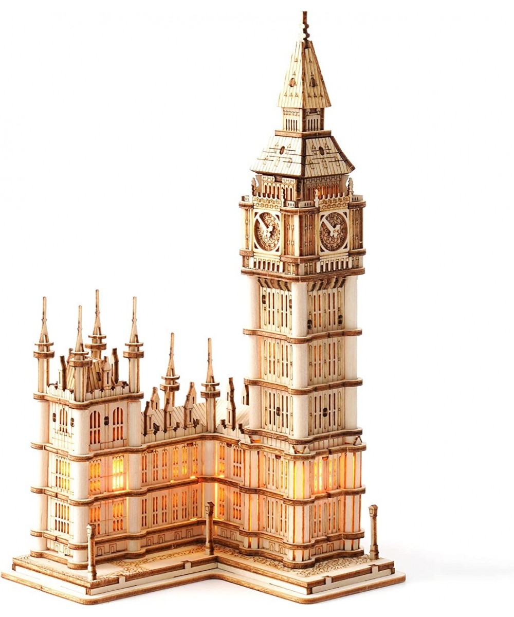 3D Puzzles for Adults Wooden Big Ben Model Kit Toy with LED Birthday for Teens $28.34 - 3-D Puzzles