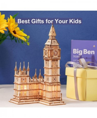 3D Puzzles for Adults Wooden Big Ben Model Kit Toy with LED Birthday for Teens $28.34 - 3-D Puzzles