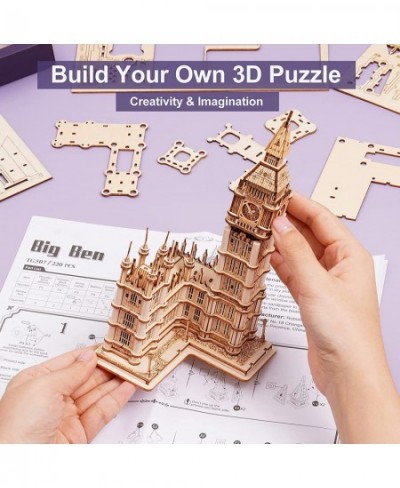 3D Puzzles for Adults Wooden Big Ben Model Kit Toy with LED Birthday for Teens $28.34 - 3-D Puzzles