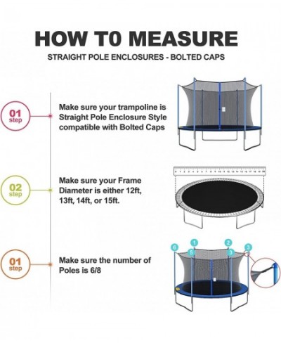 Trampoline Replacement Safety Enclosure Net 12ft 13ft 14ft 15ft Trampoline Enclosure Breathable and Weather-Resistant Trampol...