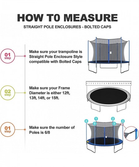 Trampoline Replacement Safety Enclosure Net 12ft 13ft 14ft 15ft Trampoline Enclosure Breathable and Weather-Resistant Trampol...