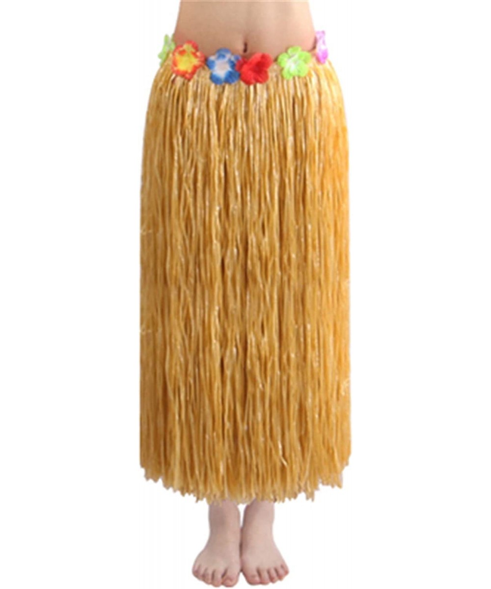 80cm Elastic Hawaiian Hula Grass Skirt with Floral Waistband $23.12 - Kids' Dress-Up Accessories