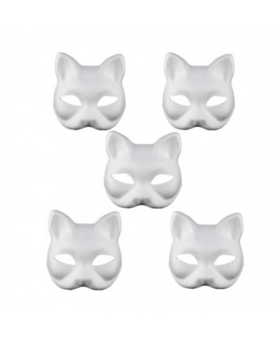 5pcs White Masks DIY Unpainted Cat Half Face Masks Animal Plain Masquerade Masks for Kids Decorating Craft Party Favors $22.5...