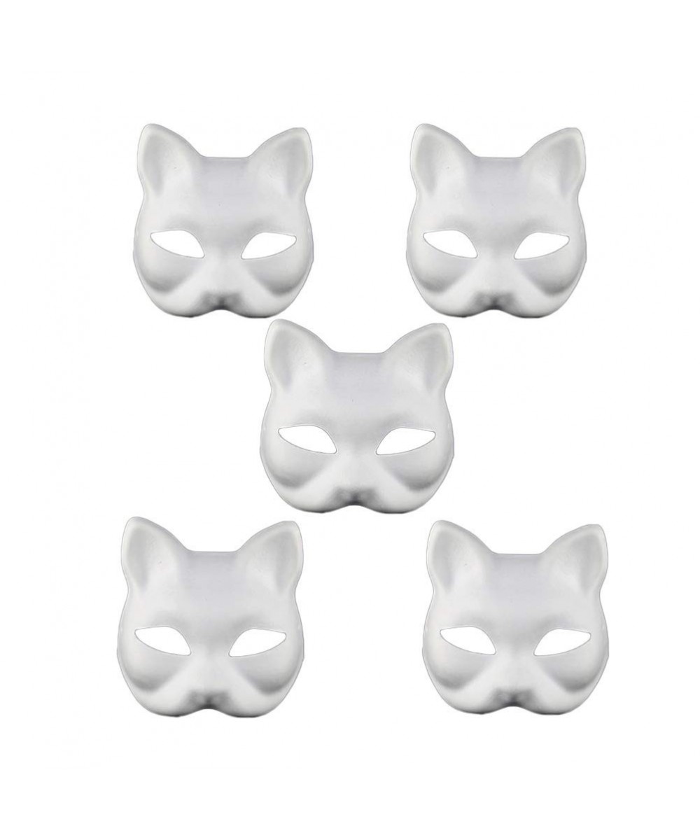 5pcs White Masks DIY Unpainted Cat Half Face Masks Animal Plain Masquerade Masks for Kids Decorating Craft Party Favors $22.5...