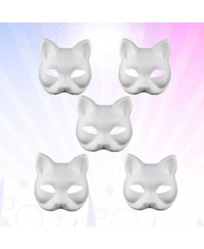 5pcs White Masks DIY Unpainted Cat Half Face Masks Animal Plain Masquerade Masks for Kids Decorating Craft Party Favors $22.5...