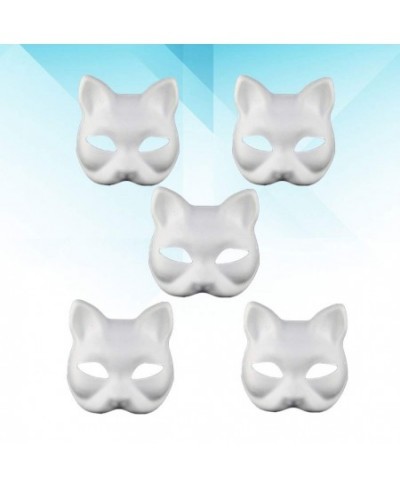 5pcs White Masks DIY Unpainted Cat Half Face Masks Animal Plain Masquerade Masks for Kids Decorating Craft Party Favors $22.5...