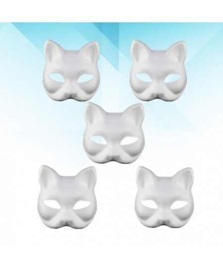 5pcs White Masks DIY Unpainted Cat Half Face Masks Animal Plain Masquerade Masks for Kids Decorating Craft Party Favors $22.5...