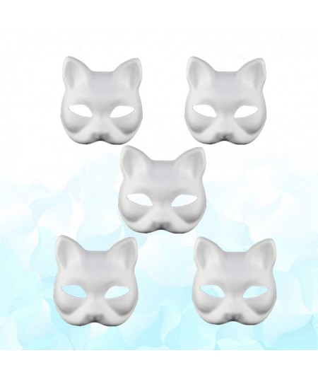 5pcs White Masks DIY Unpainted Cat Half Face Masks Animal Plain Masquerade Masks for Kids Decorating Craft Party Favors $22.5...