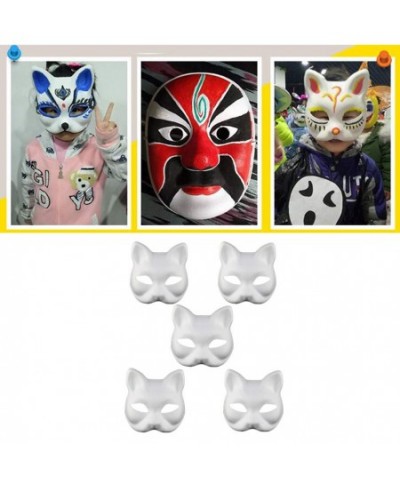 5pcs White Masks DIY Unpainted Cat Half Face Masks Animal Plain Masquerade Masks for Kids Decorating Craft Party Favors $22.5...