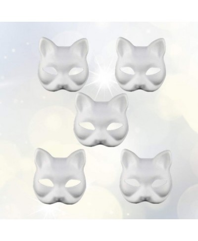 5pcs White Masks DIY Unpainted Cat Half Face Masks Animal Plain Masquerade Masks for Kids Decorating Craft Party Favors $22.5...