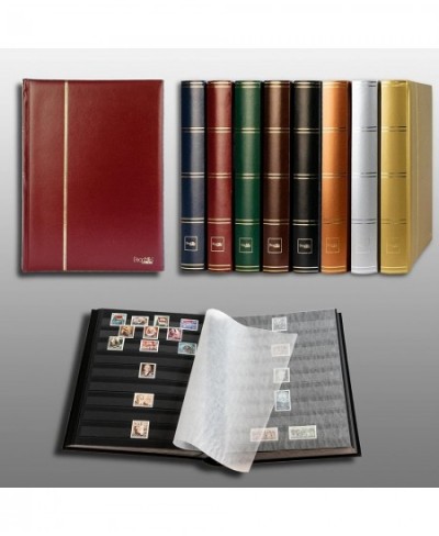 Prophila Stamp Album Stockbook 60 Black Sides Leatherette Padded Red Cover $65.05 - Collectibles Display & Storage