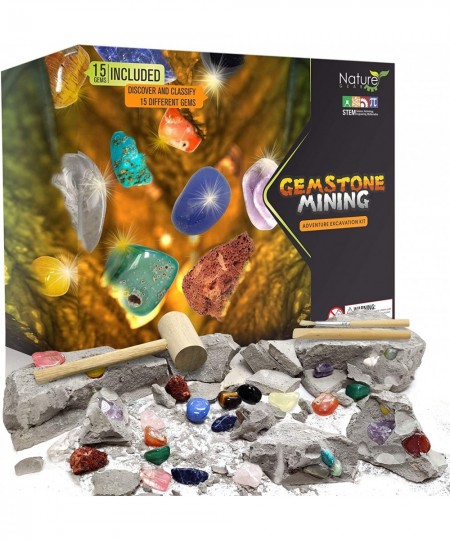 Gemstone Mining Gem Digging Kit for Kids - Gemstone Dig Kit - Discover 15 Precious Gemstones. Gem Mining Kit Adventure. Scien...