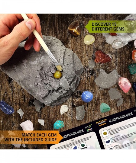 Gemstone Mining Gem Digging Kit for Kids - Gemstone Dig Kit - Discover 15 Precious Gemstones. Gem Mining Kit Adventure. Scien...