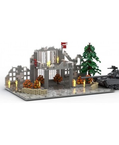 1427Pcs+ Building Blocks Set WWII Series Military Scenes Office Building Battle Ruins Model (Without Tank) MOC Building Brick...