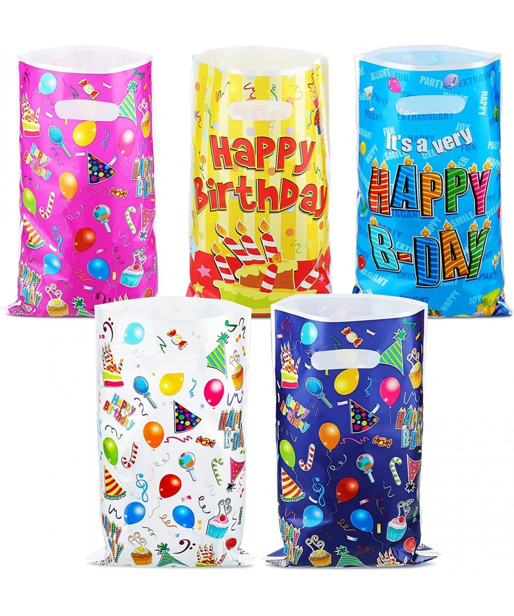 100 Pcs Kids Party Favor Bags Christmas Plastic Birthday Treat Bags Assorted Colors Candy Bags for Christmas Birthday Gift Ca...