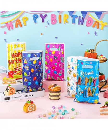 100 Pcs Kids Party Favor Bags Christmas Plastic Birthday Treat Bags Assorted Colors Candy Bags for Christmas Birthday Gift Ca...