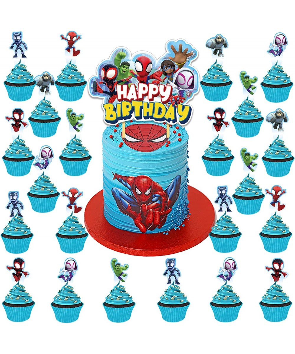 25Pcs Spidey and Friends Birthday Decorations Spidey Party Cake Cupcake Toppers for Spidey Amazing Friends Party Supplies $15...