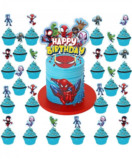 25Pcs Spidey and Friends Birthday Decorations Spidey Party Cake Cupcake Toppers for Spidey Amazing Friends Party Supplies $15...