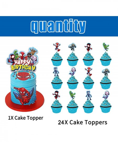 25Pcs Spidey and Friends Birthday Decorations Spidey Party Cake Cupcake Toppers for Spidey Amazing Friends Party Supplies $15...