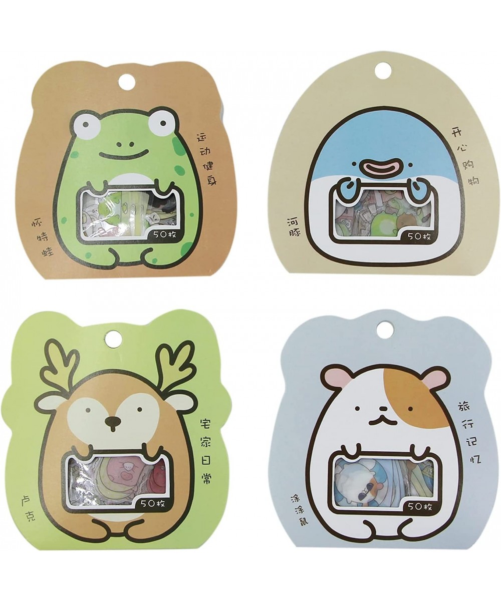 4 Pack 200 Pieces Super Cute Cartoon Bear Frog Animals Transparent PVC Stickers for Diary Calendar Albums Decoration Scrapboo...