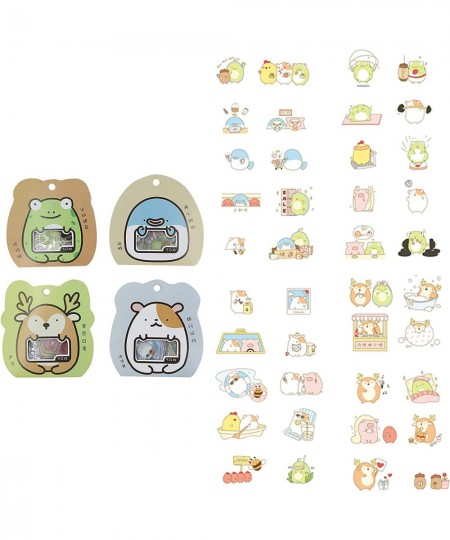 4 Pack 200 Pieces Super Cute Cartoon Bear Frog Animals Transparent PVC Stickers for Diary Calendar Albums Decoration Scrapboo...