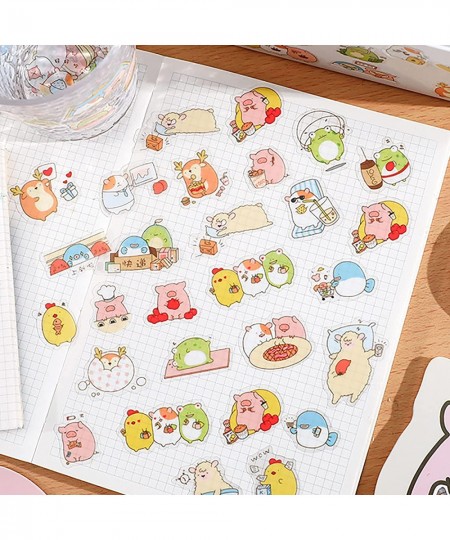 4 Pack 200 Pieces Super Cute Cartoon Bear Frog Animals Transparent PVC Stickers for Diary Calendar Albums Decoration Scrapboo...