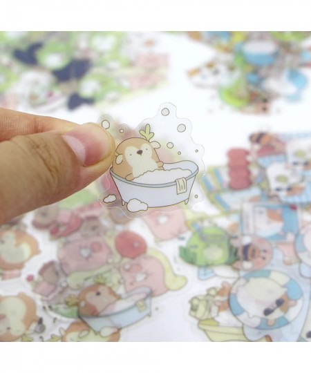 4 Pack 200 Pieces Super Cute Cartoon Bear Frog Animals Transparent PVC Stickers for Diary Calendar Albums Decoration Scrapboo...