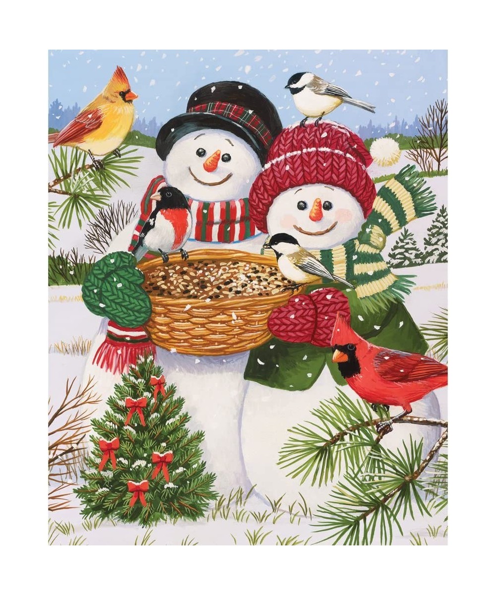 100 Piece Jigsaw Puzzle for Adults - Snow Couple Feeding The Birds - 100 pc Snowman Fun Jigsaw by Artist William Vanderdasson...