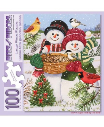 100 Piece Jigsaw Puzzle for Adults - Snow Couple Feeding The Birds - 100 pc Snowman Fun Jigsaw by Artist William Vanderdasson...