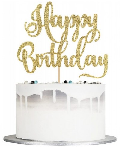 happy birthday Cake Topper Happy Birthday Cake Bunting Decor Birthday Party Decoration Supplies Photo Booth Props (Gold) $14....