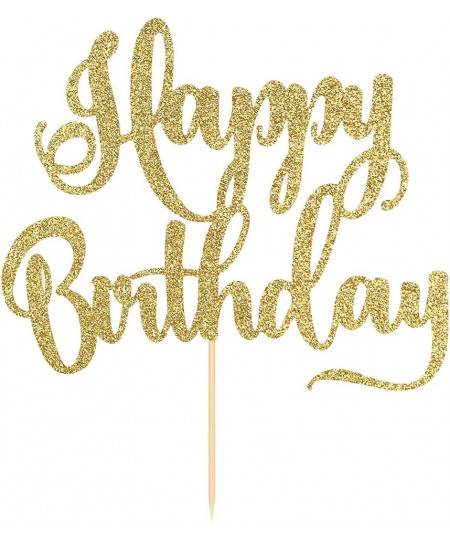 happy birthday Cake Topper Happy Birthday Cake Bunting Decor Birthday Party Decoration Supplies Photo Booth Props (Gold) $14....