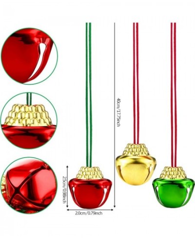 48 Pieces Christmas Bell Necklaces Large Gold Bell Necklaces for Craft Holiday Party Supplies (Gold Green Red) $21.10 - Kids'...