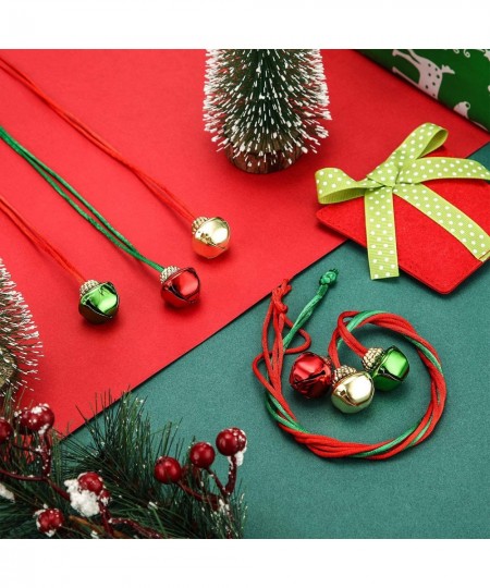 48 Pieces Christmas Bell Necklaces Large Gold Bell Necklaces for Craft Holiday Party Supplies (Gold Green Red) $21.10 - Kids'...