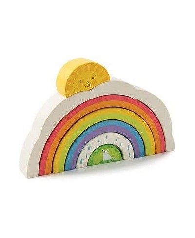 Rainbow Tunnel - 7 Pcs Beautiful Wooden Rainbow Stacker - Colorful Rainbow Stacking Toy - Size and Color Recognition - Cognit...