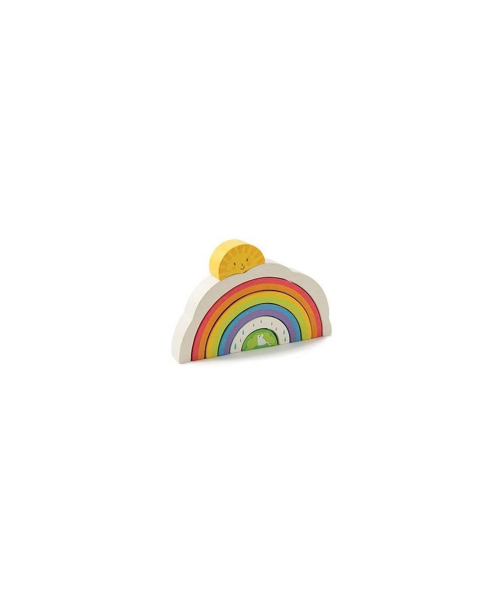 Rainbow Tunnel - 7 Pcs Beautiful Wooden Rainbow Stacker - Colorful Rainbow Stacking Toy - Size and Color Recognition - Cognit...