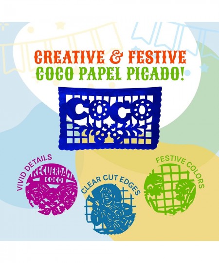 Mexican Banner Decorations Mexican Party Decorations Mexican Banner Papel Picado with Iconic Coco Movie Theme 9 x 13 in Paper...