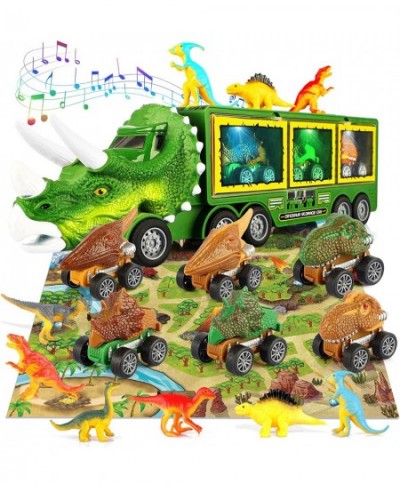 21 Pack Dinosaur Toys for Kids 3-7 Dinosaur Truck with Oversized Dinosaur Map Flashing Lights Music and Roaring Sound Kids To...