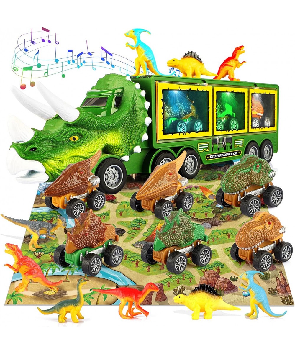 21 Pack Dinosaur Toys for Kids 3-7 Dinosaur Truck with Oversized Dinosaur Map Flashing Lights Music and Roaring Sound Kids To...