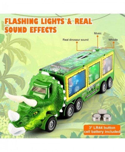 21 Pack Dinosaur Toys for Kids 3-7 Dinosaur Truck with Oversized Dinosaur Map Flashing Lights Music and Roaring Sound Kids To...